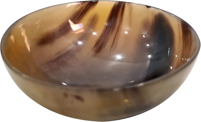 collectiblesBuy Genuine Ox Horn Shave Bowl Polished Finish Palm Shaving Soap Bowl Handcrafted Elegant & Unique Design