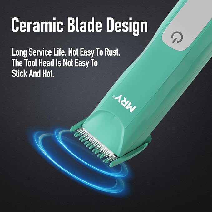MRY Groin Trimmer for Men & Women - Ipx6 Waterproof USB Charging Trimmer with Light & Ceramic Blade for Pubic/Body/Groin Grooming/Face/Legs/Facial (Green Color)