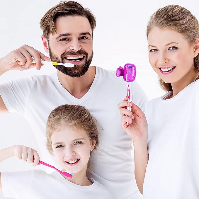 Hxezoc 4 Pack Travel Toothbrush Head Covers Toothbrush Protector Cap Brush Pod Case Protective Portable Plastic Clip for Household Travel, School, Camping, Bathroom, Business