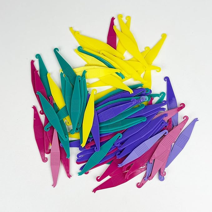100PCS Elastic Rubber Bands Placers Tool for Braces,Colorful Disposable Plastic Orthodontic Elastic Placers Braces Rubber Band Tool