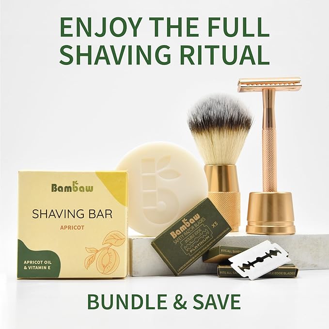 Bambaw | Shaving Soap for Women | 2.8 oz | Apricot Oil & Vitamin E Shave Soap | Shaving Bar for all Skin Types | Shaving for Women | Eco & Vegan Shaving Soap Bar | Apricot Shaving Soap Puck