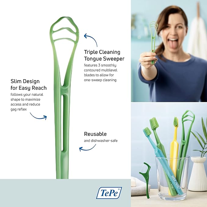 TePe Good Tongue Cleaner, Bioplastic Tongue Cleaner for Adults and Kids, 1 Plastic Scraper