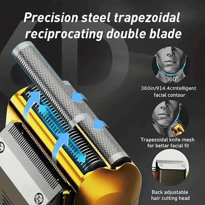 Electric Foil Shaver for Men,Wet Dry Mens Barber Shaver & Trimmer 2 in 1,Professional USB Cordless Rechargeable Razor for Men,LCD Display,Twin Titanium Blades System,Best Gift to Father