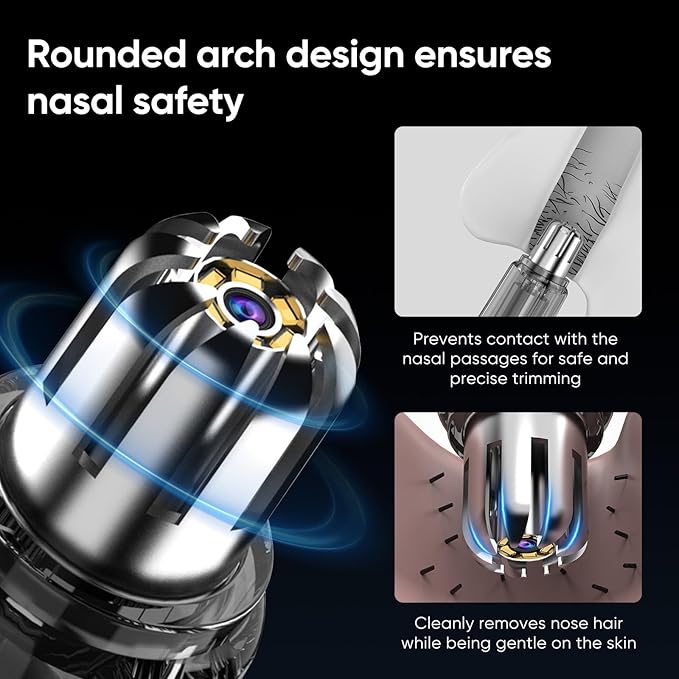 Ear and Nose Hair Trimmer for Men and Women, Visual Nose Hair Trimmer HD Camera, Compatible Android and iOS, USB-C Charging, Travel Trimmer, Dual Edge Blades for Easy Cleansing (Gray)