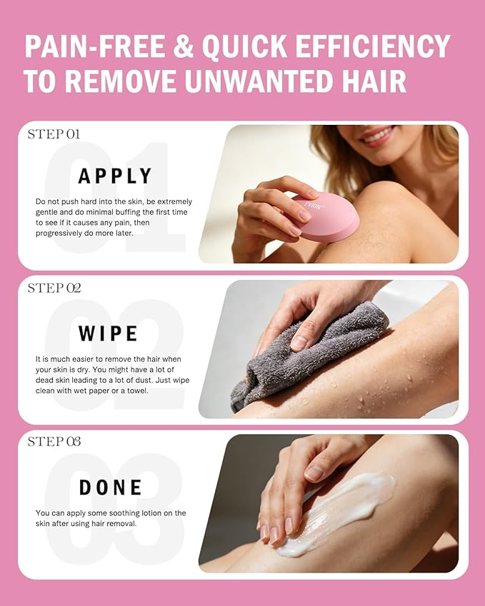 FVION Painless Crystal Hair Remover, Fine Grit Nano Hair Eraser, Glass Body Hair Shaver for Smooth Skin, Effortless Hair Removal Tool (Pink)