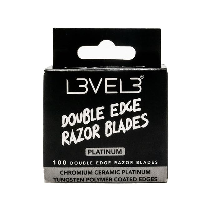 L3 Double Edge Razor Blades - Platinum Coated, Razor Blades for the Close Shave - Double Edged Safety Razors - 100 Count