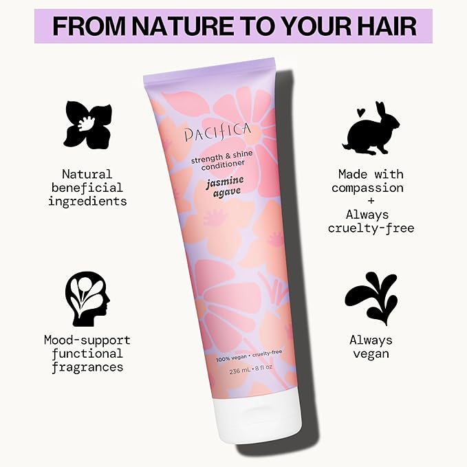 Pacifica Jasmine Agave Strength & Shine Conditioner – Repair Treatment for Dry, Damaged & Bleached Hair, Strengthens & Restores Shine, Clean Beauty, Vegan Cruelty-Free Dermatologist Tested
