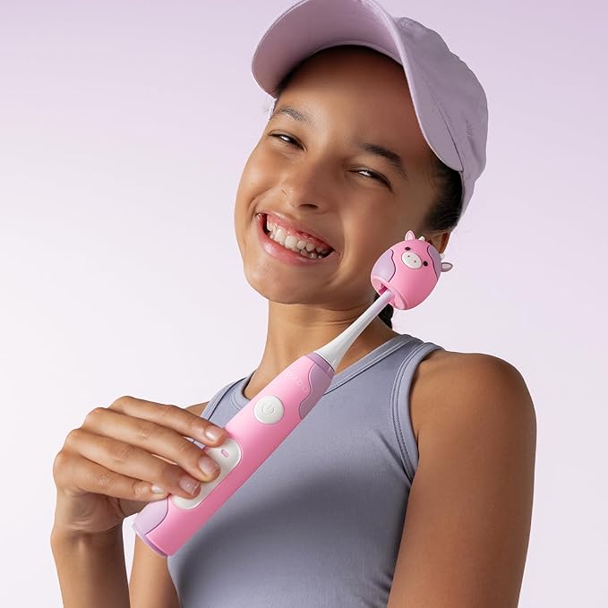 ORDO Squishmallows Electric Toothbrush, Sonic Toothbrushes for Kids, Rechargeable, 3 Brushing Modes, Over 5 Weeks Battery Life Extra Brush Head Included, Gift for Kids Aged 4 Years and Up, Patty