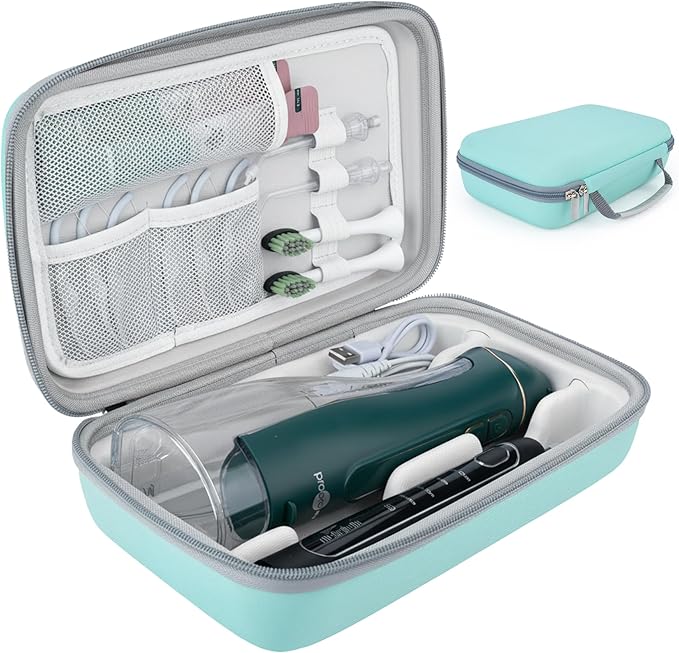 Water Flosser Travel Case, Portable Oral Irrigator Organizer, Sturdy Storage Case for Flosser, Electric Toothbrush, Toothpaste and Irrigator Accessories (Case Only) - Green