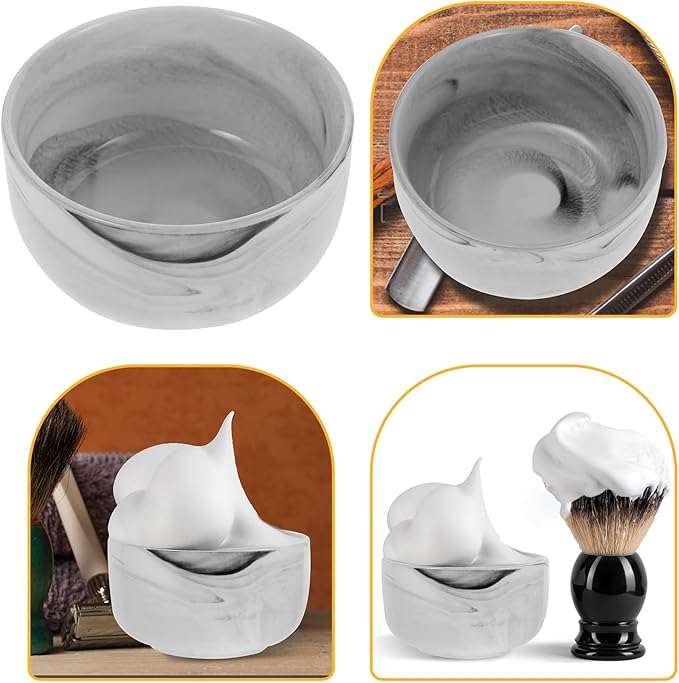 ARTIBETTER Marble Pattern Men Shaving Soap Bowl Small Decorative Shave Bowl for Skin Care and Foam Lathering Multi-use Shaving Container