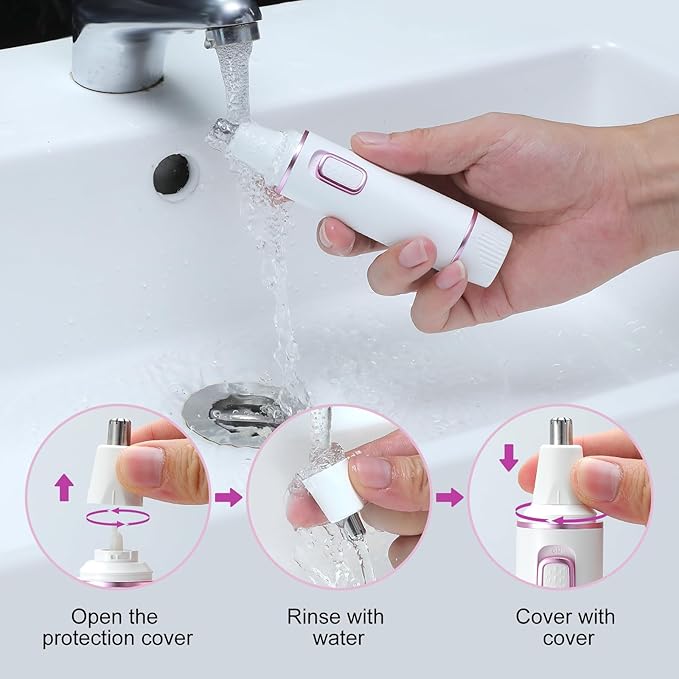 AREYZIN Nose Hair Trimmer for Women-2025 Professional Painless Eyebrow Trimmer and Nose Trimmer Facial Hair Removal Nasal Hair Clippers Professional, Easy to Clean, Dual-Edge Blade,White