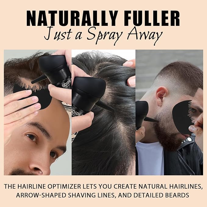 Hair Thickening Fibers & Pump Applicator Set Professional 3-in-1 Hair & Beard Styling Set - Hair Fibers Barber Enhancement Spray for Mens Hair&Beard - Hairline Enhancer&Volumizing Spray(Medium Brown)