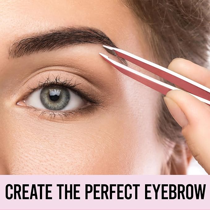 Eyesy Lash Eyebrow Hair Removal Tweezers | Slanted Tweezers for Women & Men Eyebrow, Facial Hair, Ingrown Hair, Splinter Plucking | False Eyelash Tweezers Stainless Steel (Rose Gold)