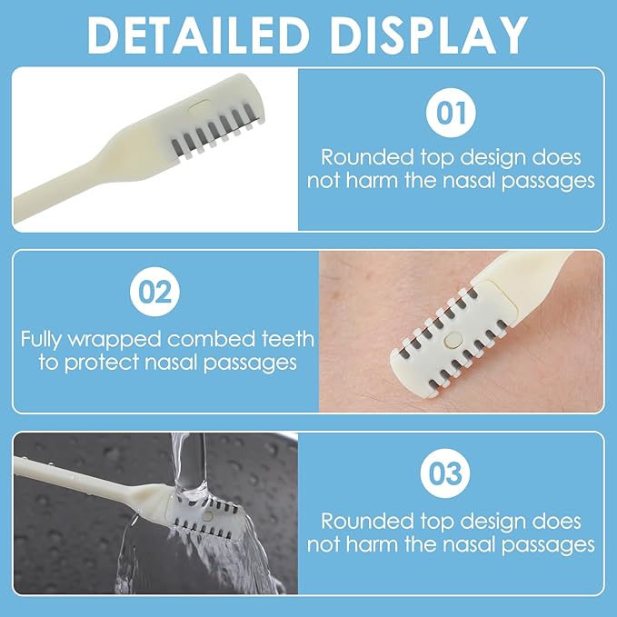 Nasal Hair Cutter with Ear Picker, 3 Pcs Double Sided Nose Trimmer 2-in-1 Manual Nasal Hair Razor Cutter for Women & Men