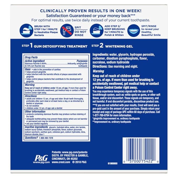 Crest Pro-Health Gum Detoxify + Whitening Two- Step Toothpaste, 4.0 and 2.3 oz