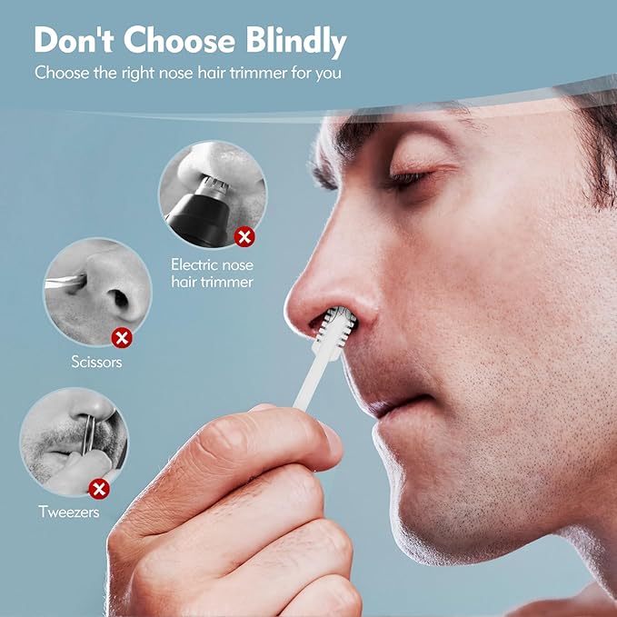 5Pcs 2-in-1 Nasal Hair Cutter, New Double Sided Nose Hair Trimmer, Portable 360° Rotating Manual Nose Trimmer for Men and Women, Pure White