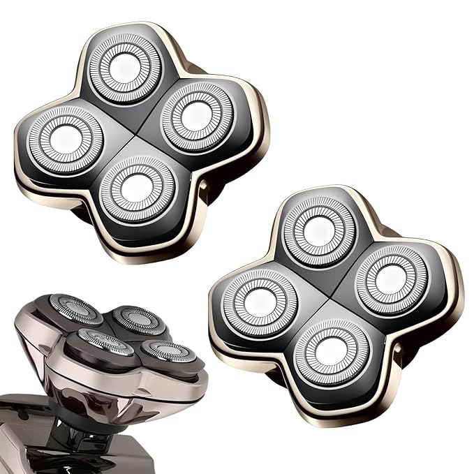 2Pack PRO 4 Head Replacement Blade Compatible with Pitbull Shaver Replacement Blade,Rotary 4 Blades Compatible with Skull Pitbull Gold/Silver/Platinum PRO,Blades Fit for Butterfly Kiss Head Shavers.