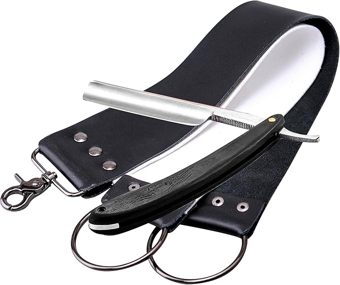 Grandslam Straight Razor Shave Ready Handmade Sharpened, 420 Steel Straight Razor Blade, 2 Layers Long Leather Canvas Strop, Sharpening Stone,2 Side Grit 3000 Waterstone Knife Sharpener