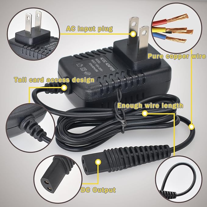 Replacment for BaByliss PRO Shaver FXFS2 Charger, 4.5V Power Adapter Compatible with BaBylissPRO Barberology Cordless Metal Double Foil Shaver FXFS2 Charging Cord