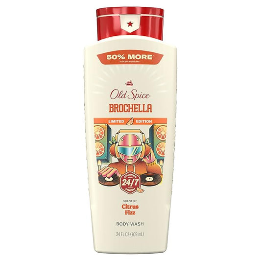 Old Spice Body Wash for Men, Summerdudes, 24/7 Shower Fresh with Daily Use, Long Lasting Scent, Cleanse & Refresh Skin, VIP Festival Experience, Brochella with Citrus Fizz Scent, 24 oz