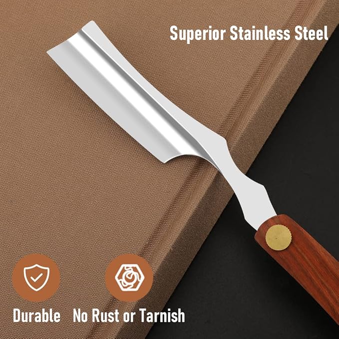 Straight Razor With Strope - Professional Straight Edge Barber Premium Stainless Steel Shaver With Shaving Strop for Men Home & Salon Grooming Using (NO.150)