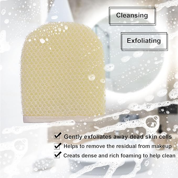 PPHAO Facial Cleansing Sponge - Exfoliating Facial Cleansing Cloths Gloves Mitts - Softweave Exfoliating Washcloths - 6 Pack