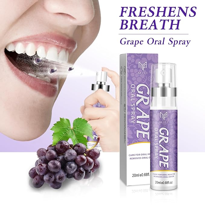 PEGO Oral Breath Spray,Mouth Spray Breath Fresheners,Dry Mouth Spray,Sugar-Free,Portable Long Lasting Refreshing,Fights Bad Breath for Adults,pH Balanced,Travel Size(Grape Flavor*2Pack)