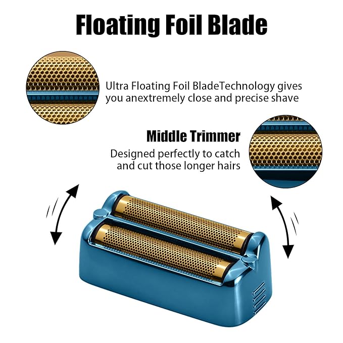 FX79RF2BL Replacement Foil Blade and Cutter Kit for BaBylissPRO FXONE Stick Shaver, Hypoallergenic Extra-close Shaver Replacement Head, Blue
