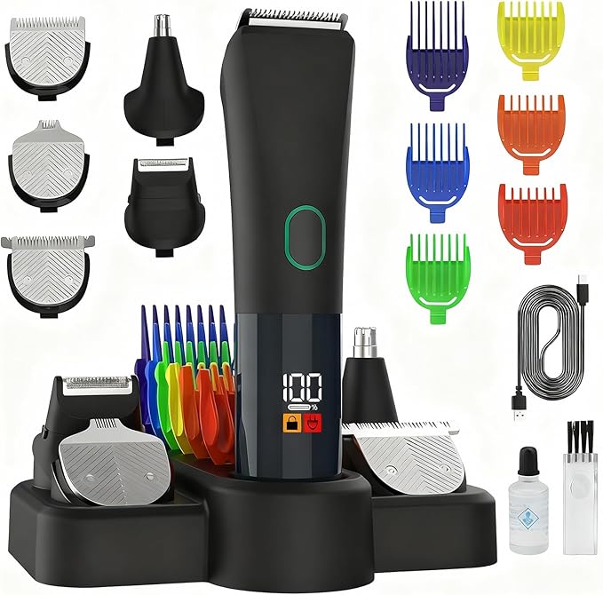 Electric Beard Trimmer for Men, 2026 New 5 IN 1 Cordless Hair Clipper and Shaver Kit with Adjustable Grooming Attachments for Mustache Body Nose Hair, Rechargeable Hair Clippers with Sideburn Trimmer