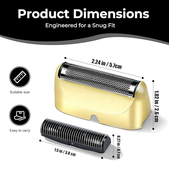 2-Pack Shaver Replacement Foil and Cutter Compatible with BaBylissPRO UV-Disinfecting Single Replacment Foil (Gold)