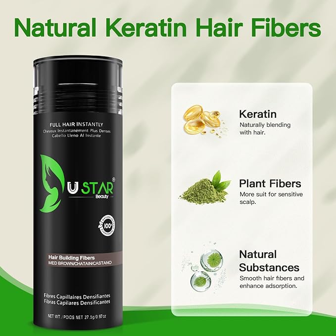 Ustar Hair buliding Fibers Light Brown 27.5 grams 0.97oz