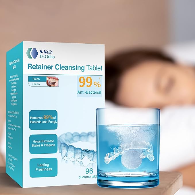 Retainer Cleaner Tablets Invisalign Cleaner Denture Cleaning Tablets,Remove Stains Away,3 Month Nature Supply - Use for Invisible Clear Aligner,Partials Full Dentures,Night Guard,Mouthguard by Y-Kelin