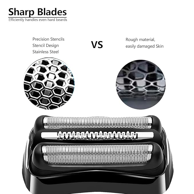 21B Replacement Head Compatible with Braun Series 3, 21B Wet and Dry Replacement Foil and Cutter for Braun Electric Shaver S3, 300s, 310s, 3010s, 3040s, 5409, 340s-4