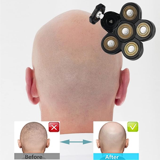 6 Blades Electric Shaver Replacement Heads Upgrade Razor Shaver Replaceable Floating Blades Wet and Dry for Bald and Face (Gold)