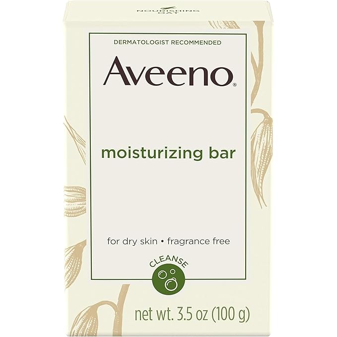 Aveeno Moisturizing Bar with Natural Colloidal Oatmeal for Dry Skin, Fragrance Free, 3 Oz (Pack of 5)