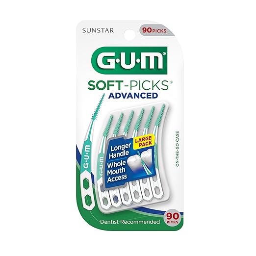 GUM Soft-Picks Advanced, Easy to Use Dental Picks for Teeth Cleaning Health, Disposable Interdental Brushes with Convenient Carry Case, Dentist Recommended Dental Picks, 90ct (4pk)