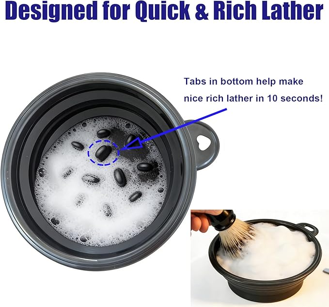 Foldable Shaving Bowl, Silicone Shaving Soap Bowl for Shave Cream Soap, Shaving Cup for Wet Shave for Men Easy to Carry