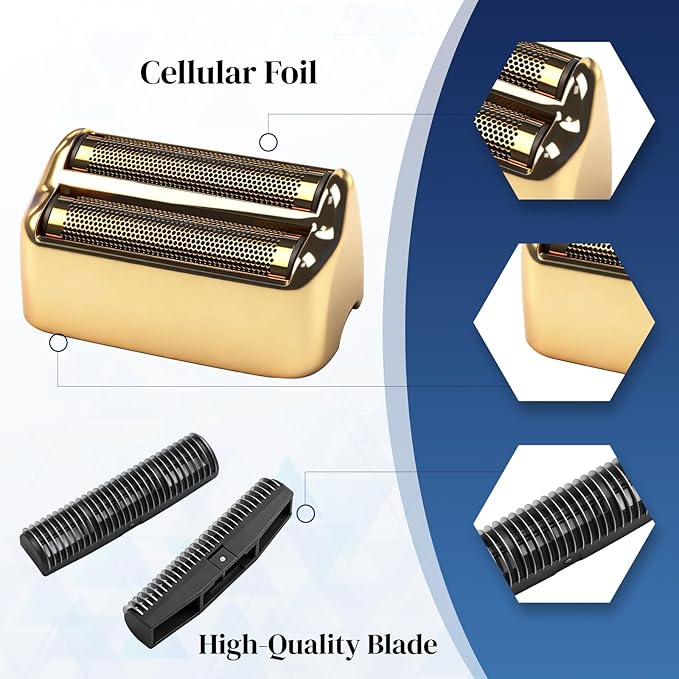 4 Pack Shaver Replacement Foil and Cutters Compatible with BaByliss Double FXFS2 Metal Shaver foil Replacement (Golden 4 Pack)