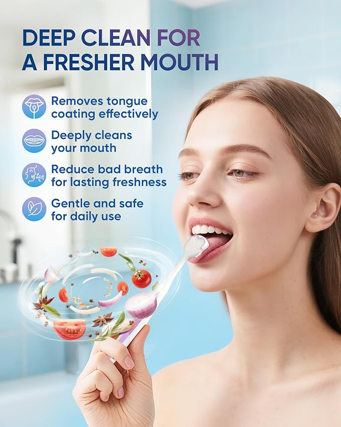 BodyAccel Silicone Tongue Brush for Adults, Soft Tongue Scraper for Bad Breath Removal, Gentle Tongue Cleaner for Fresh Breath & Daily Oral Hygiene