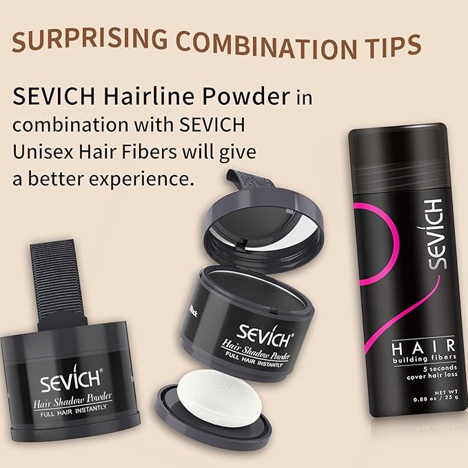 SEVICH Hair Fibers for Thinning Hair, Hair Building Fibers Instantly Thicker & Fuller Look,Hair Powder for Men & Women 25g Dark Brown