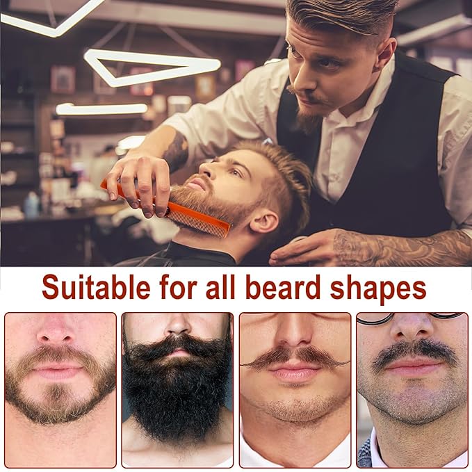 4-in-1 Folding Beard & Mustache Comb for Men, Best Pocket Folding Comb for Moustaches and Short Beards for Men Travel Fine Tooth Hair Combs for Everyday Grooming Styling