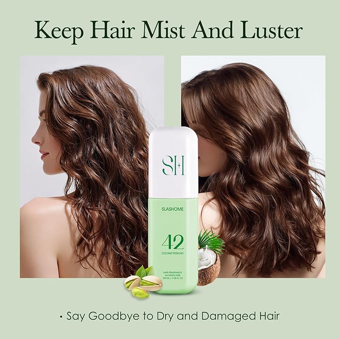 Hair Perfume for Women & Men, Alcohol-Free Coconut Pistachio Hair & Body Mist, Lightweight Long-Lasting Fragrance Mist for Hair, Body & Fabric, Birthday & Valentine’s Day Gift, 100ml / 3.38 fl oz