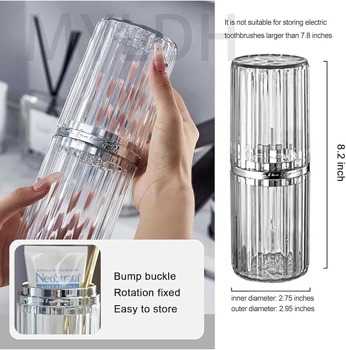 Toothbrush Travel Case Portable Travel Toothbrush Holder, Large Travel Toothbrush Cup, Travel Toothpaste Container for School, Camping, Business Trip Bathroom