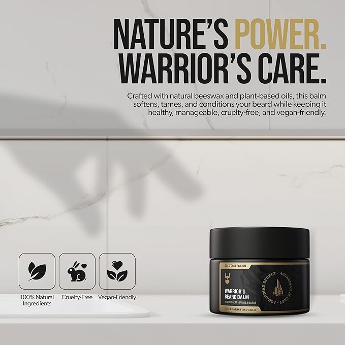 The Beard Struggle Warrior’s Beard Balm - Platinum Collection, Aesir's Triumph - Non-Greasy Low-Hold Formula, Luxurious Cologne-Grade Fragrances 100% Natural and Plant-Based Ingredients - 50g