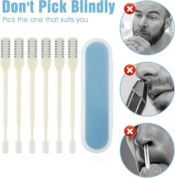 6 pcs Nose Hair Trimmer for Men Women Nasal Cutter, 2-in-1 Nasal Hair Cutter Mini Double Sided NasalHair Remover Tool Multipurpose Portable Trimmer Soft Cleaning Brush