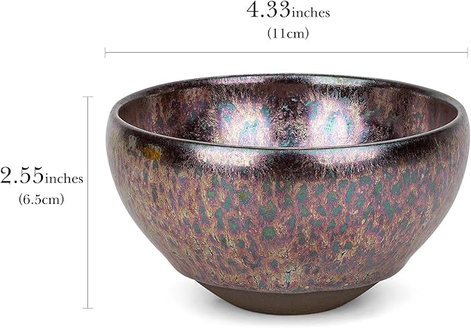 Linkidea Ceramic Shaving Bowl for Men, Jian Zhan Glaze Wet Shave Mug, Traditional Shaving Soap Lather Bowl (Purple)