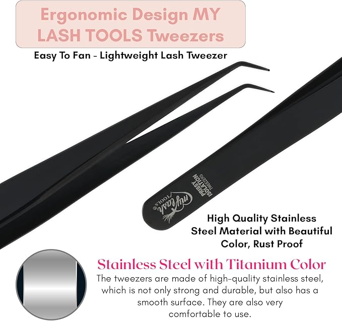 Isolation Tweezer for Eyelash Extensions – 14cm Curved Lash Tweezer, Stainless Steel, Best for Individual Isolation & Classic Lashes, Pinzas para Twisers (Black Titanium)