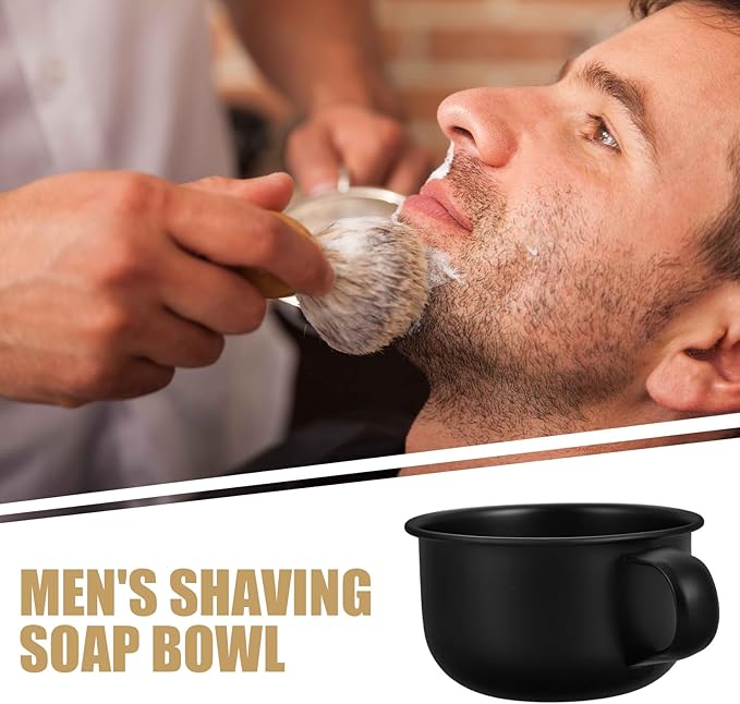 TEHAUX Metal Shaving Soap Bowl for Men with Handle Retro Metal Shaving Mug Foam Holder Sturdy Barber Shave Bowl and Daily Grooming