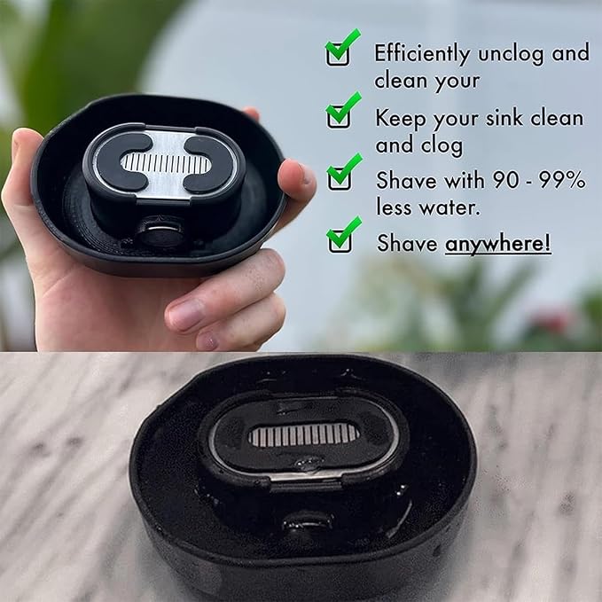 1 Pack Razor Rinser, Manual Push-Type Razor Rinser, Shaving Razor Rinser Cleaner, Clean Your Razor Efficiently, Save Water, and Ditch The Sink, with 1 Shaver and 1 Shaving Cream, Black