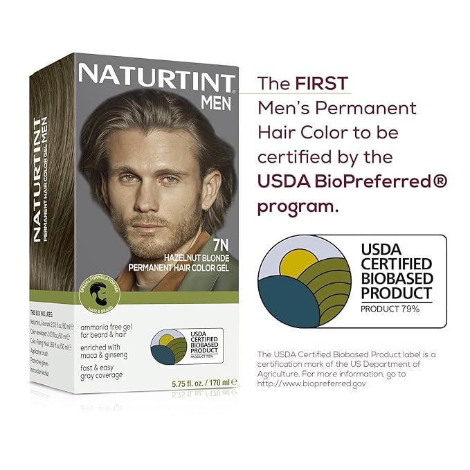 Naturtint Mens Permanent Hair Color for Hair Beard and Mustache (7N Men's Hazelnut Blonde)